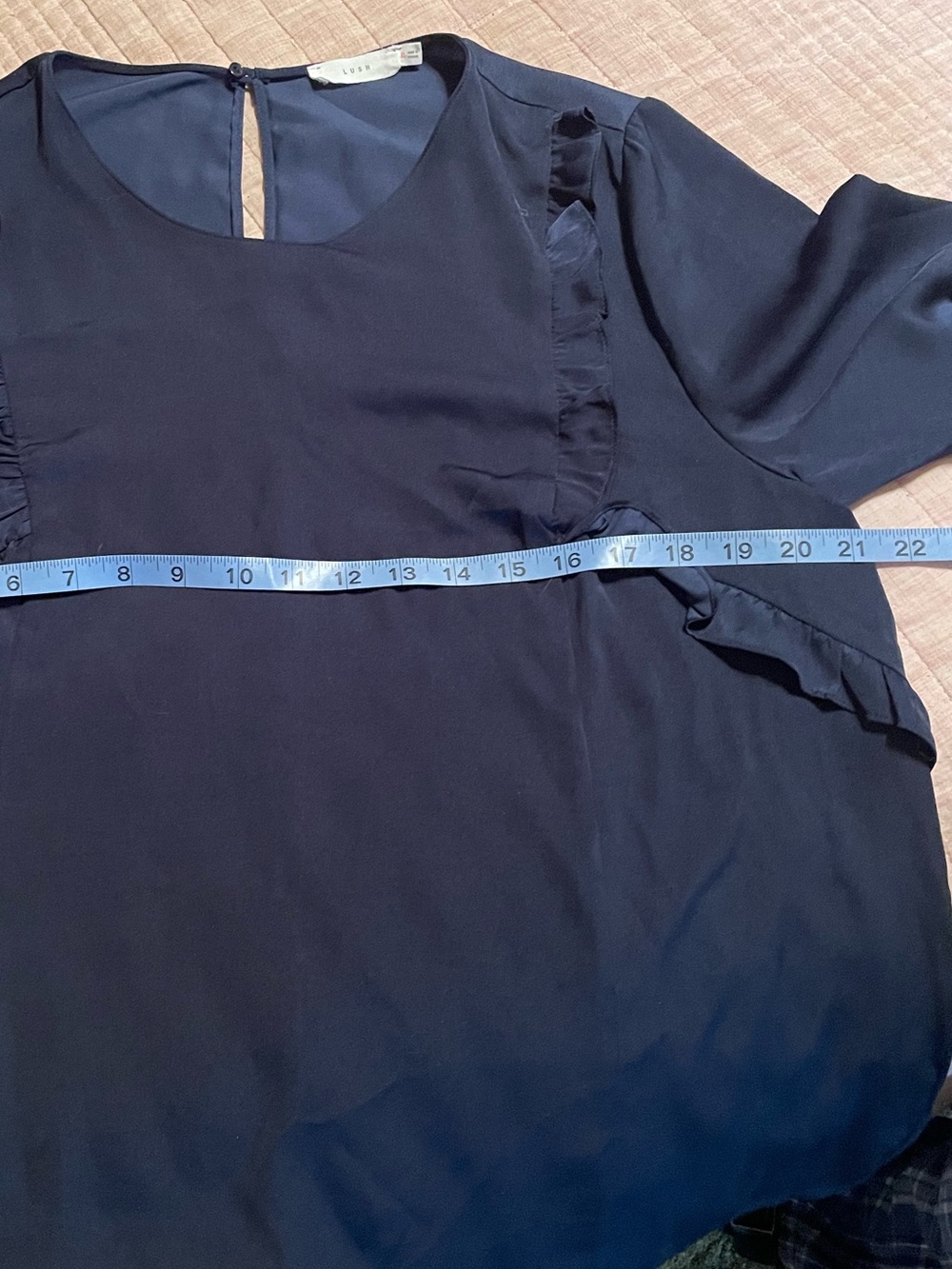 Lush Navy Ruffle Blouse - Picture 4 of 4